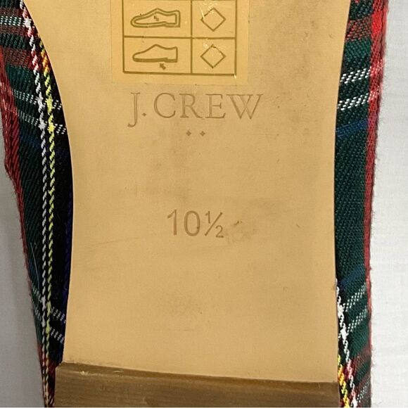 J. Crew Plaid Smoking Loafers Stewart Tartan Black Red Sz 10.5 Flats Slip-on - Picture 6 of 8